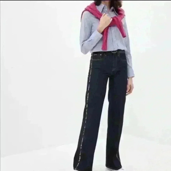 NEW Polo Ralph Lauren Ultra Stretch Wide Leg Jean Dark Indigo Rainbow - Picture 2 of 12